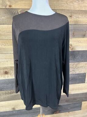 CHICO’S Travelers Bateau Colorblock Tunic Top  Brown Size 2 (US L 12/14) NWT